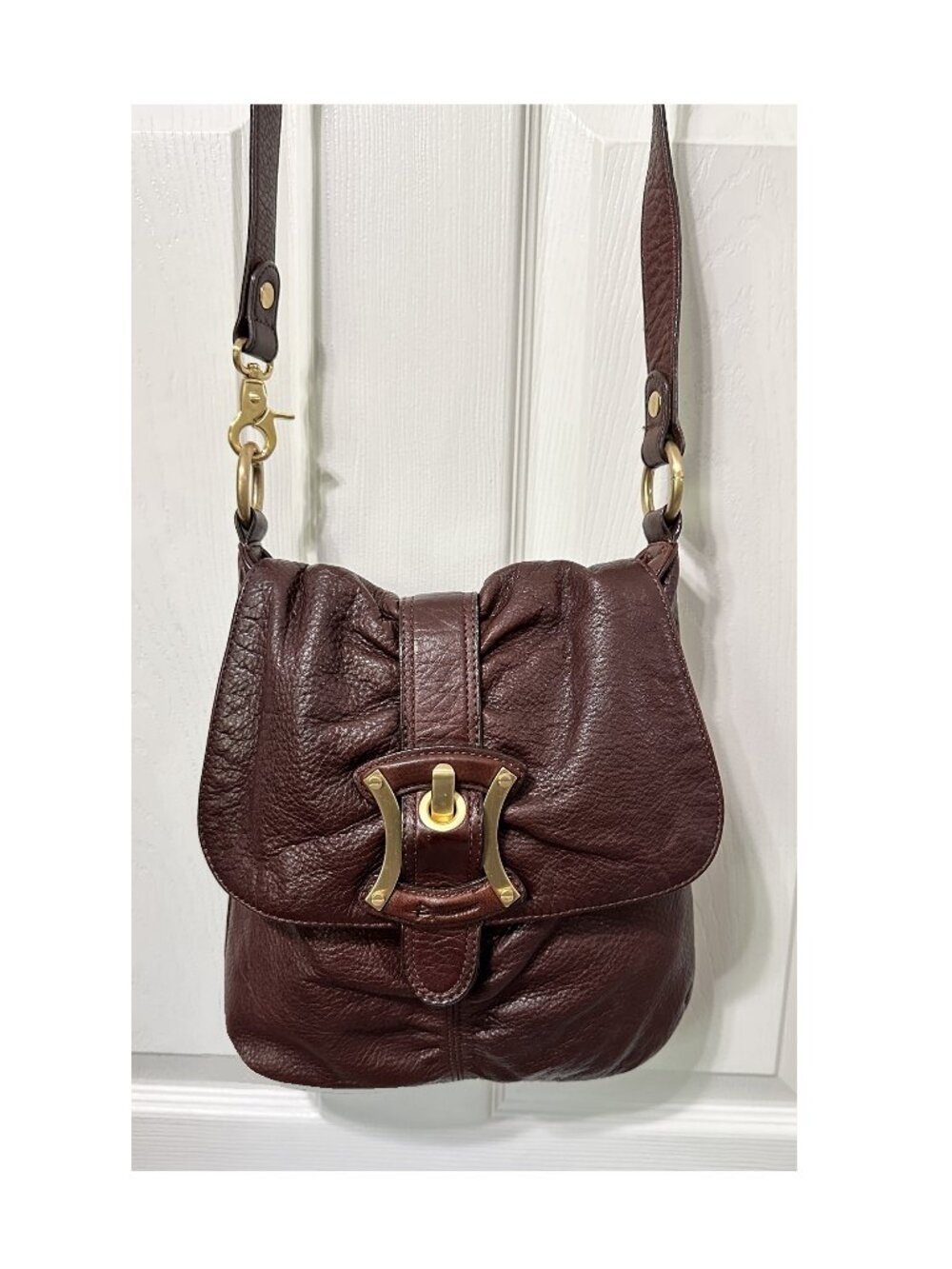 B Makowsky Crossbody Bag Dark Brown Leather Handbag Purse